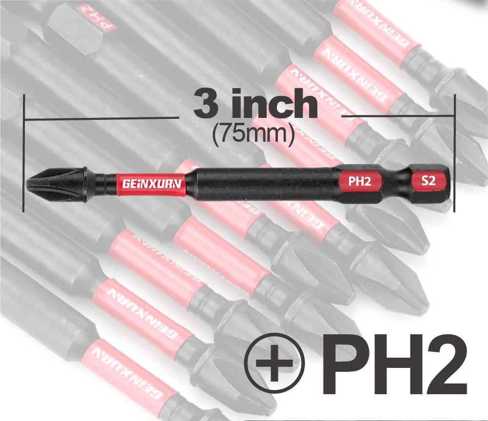 Geinxurn Impact Tough #2 Phillips 3 in. Insert Driver Bits, PH2 Power Screwdriver Bits Set