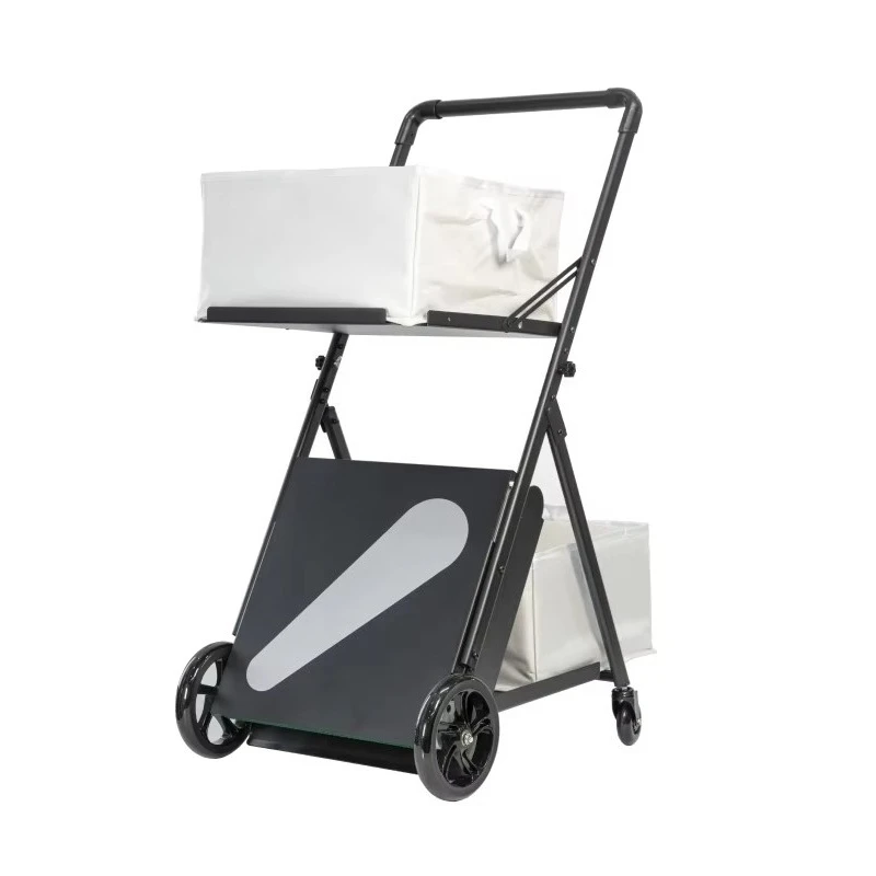 Carrito de Tenis Portátil de Aleación de Aluminio y Tela Oxford, Carrito Plegable para Entrenador, Canasta Portátil Multiusos para Pelotas de Tenis