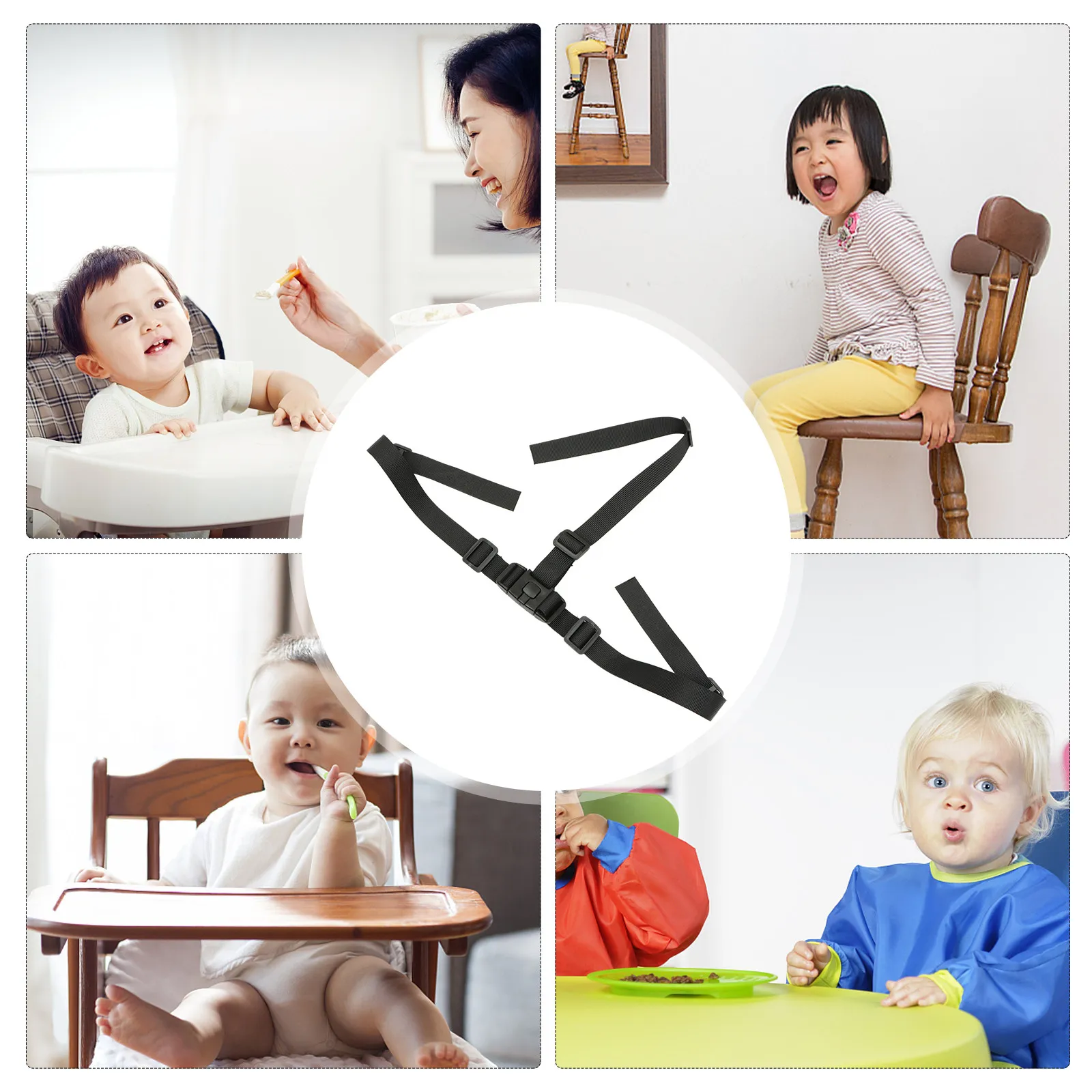 2Pcs Baby Safety Strap 3 Point Security Harness Belt Adjustable for High Chair Dining Chair Durable Nylon Baby Safety Strap