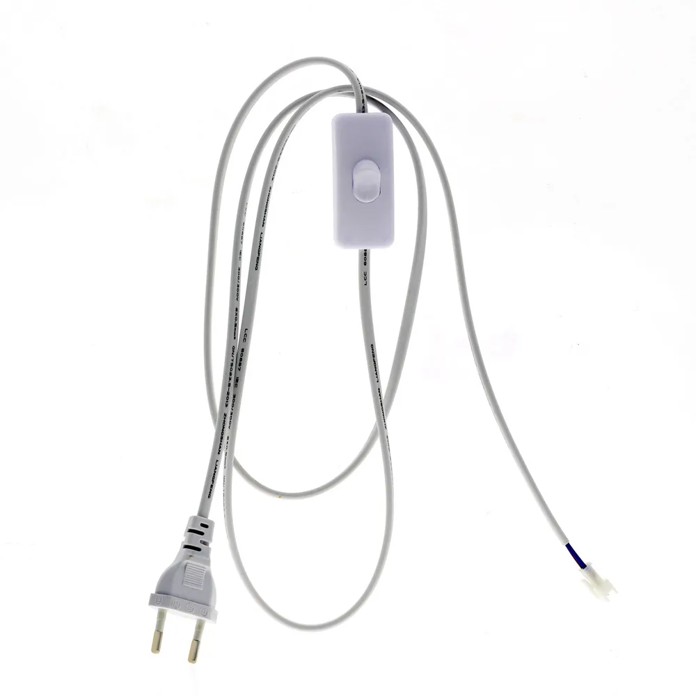 1.8M European Plug Power Cord AC 220V with Switch Connector 70cm Extension Cord Connector Cable 22A for LED Strip Lights