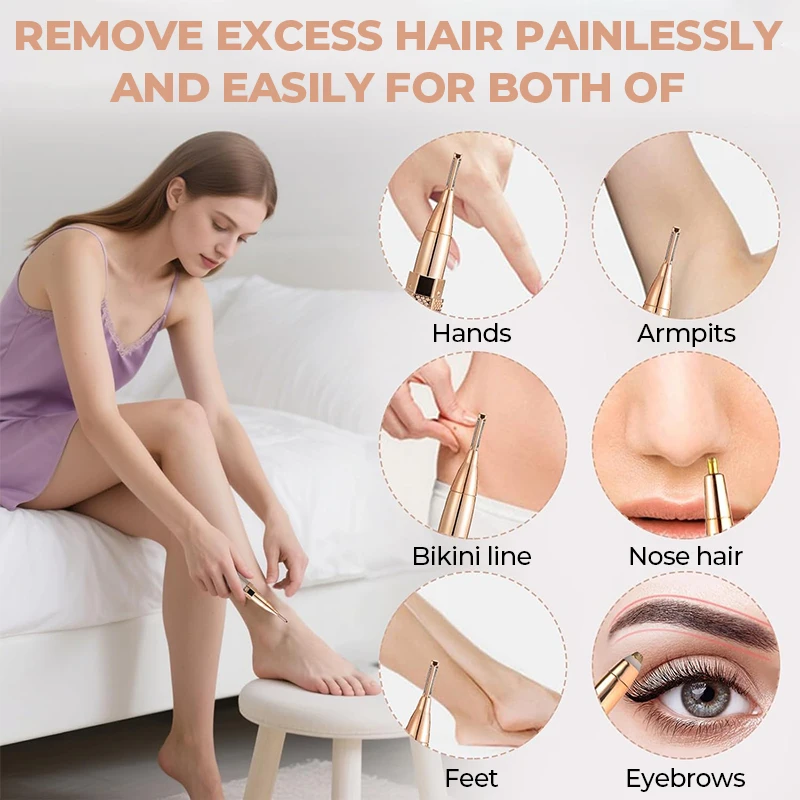 4 In 1 Lipstick Shaver Painless Mini Hair Removal Shaver Electric Nose Hair Epilator Face Sensitive
