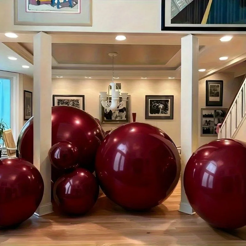 4 Stück burgunderrote Ballons (10-32 Zoll) mit Ständer. Kein Helium erforderlich. Wiederverwendbare Reflektierende Kugel für Weihnachten, Hochzeit, Geburtstag, Gartenparty – Detail 5