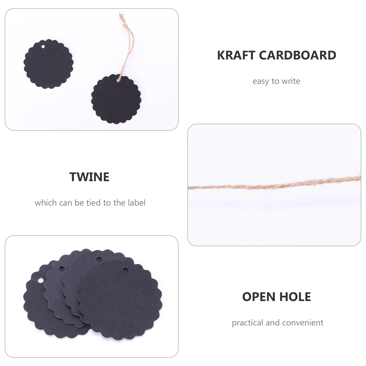 

100 Pcs Craft Paper Tags Cowhide Card Gift Lace Labels Rope Wishing Baby