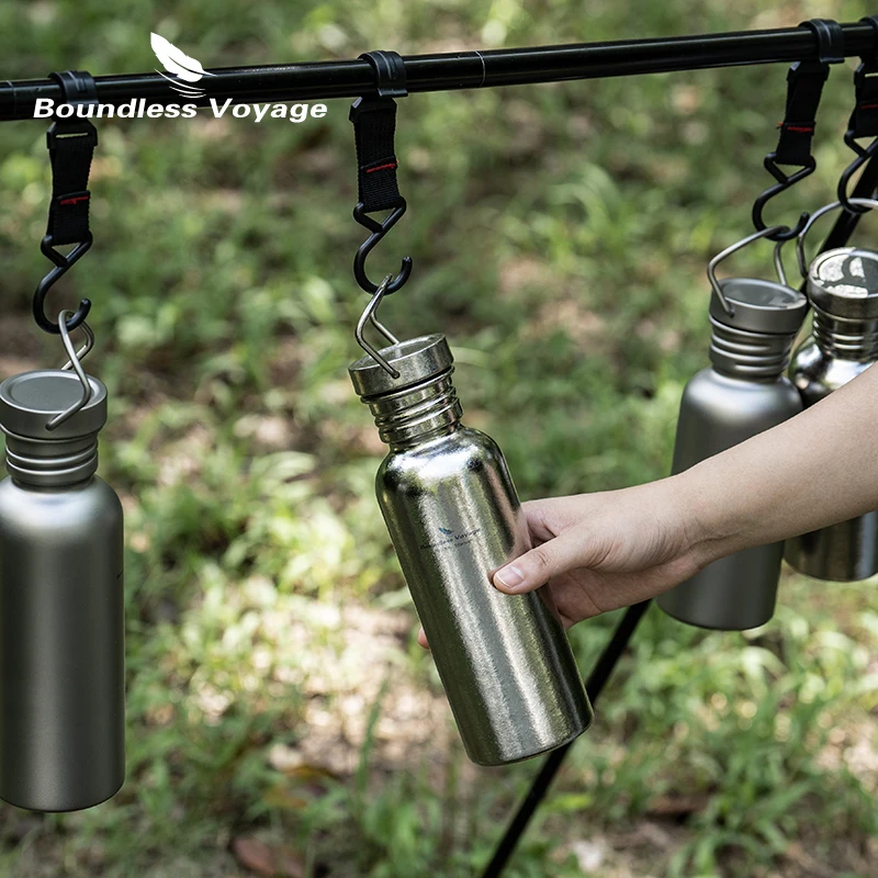 

Boundless Voyage Titanium Water Bottle with Hanging Lid Wide Mouth Leak-Proof Reusable Sport Drinking Bottle for Camping Hiking