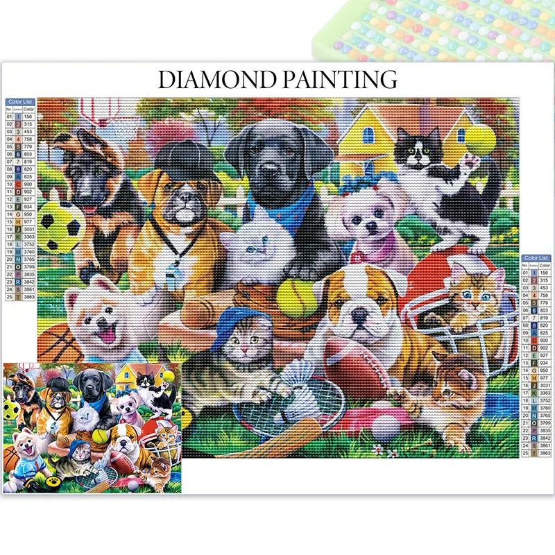 

New Arrivals Diamond PaintingsA Group Of Cute Puppies And Kittens Cross Stitch Productos Embroidery Arts Crafts Supplies Adults