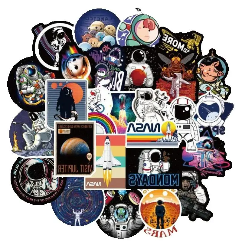 50PCS Creative Space Exploration Astronaut American Drama Cartoon Graffiti Car Luggage Laptop Guitar Waterproof Sticker