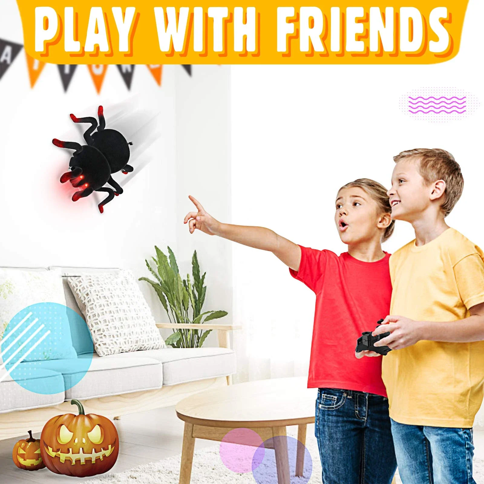 ของเล่นแมงมุมบังคับวิทยุ, แมงมุมไต้หวันปีนกำแพงแบบชาร์จไฟได้พร้อมไฟ, ของเล่นสัตว์บังคับวิทยุสำหรับเด็กและผู้ใหญ่สำหรับเล่นตลกในวันฮาโลวีน