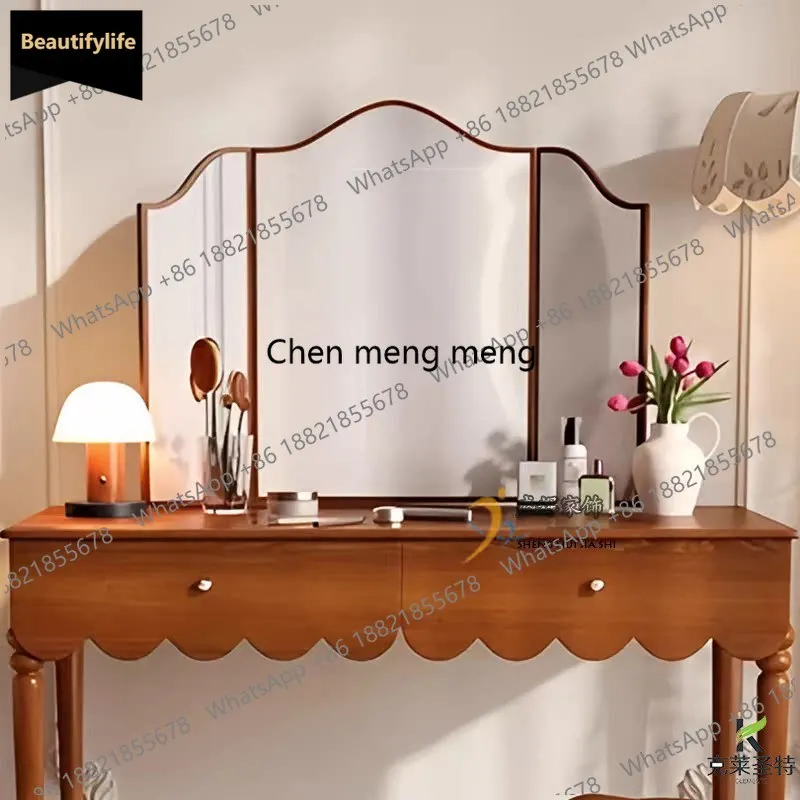 b567 French retro black tri-fold vanity vanity mirror toilet three-sided folding bathroom mirror