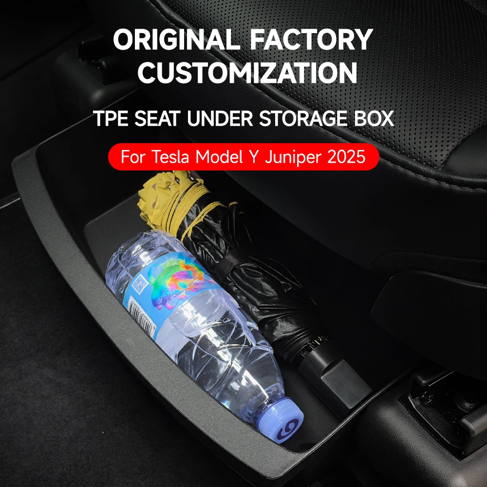 Para Tesla Novo Modelo Y Lançamento Juniper 2025 2Pcs Sob o Assento Gaveta TPE Caixa de Armazenamento Organizador Bandeja de Carro Interior Acessórios