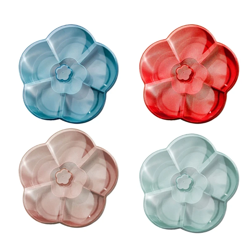 

6 compartments Flower Storage Box Nut Candy Serving Tray with Lid Dropship