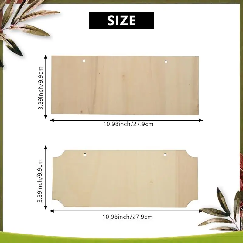 New-10 Pieces Unfinished Hanging Wood Sign Rectangle Blank Wooden Plaque Banners With Ropes For Pyrography Painting Writing