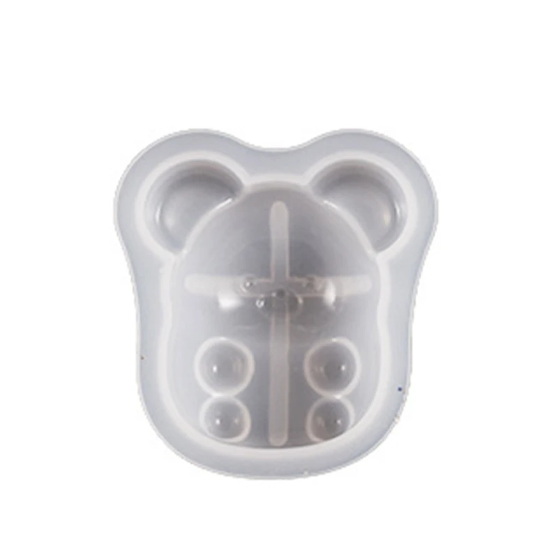 E0BF DIY Semi Three-Dimensional Bear Silicone Mold Epoxy Resin Molds Keychain Pendant