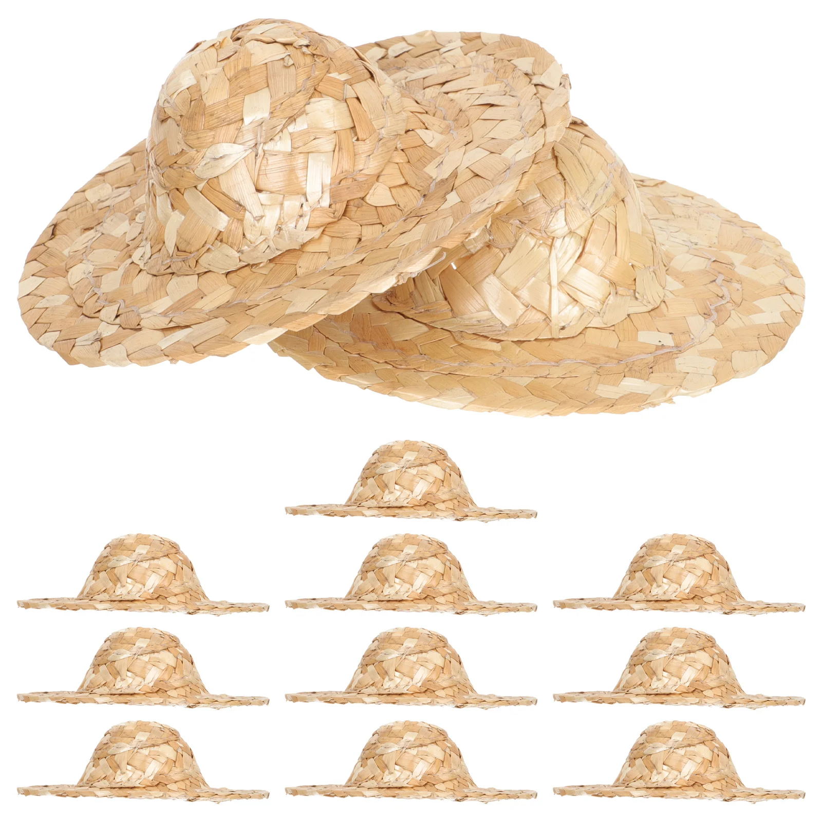 

12 Pcs Mini Straw Hat Hats House Miniature for Crafts Accessories Tiny Small