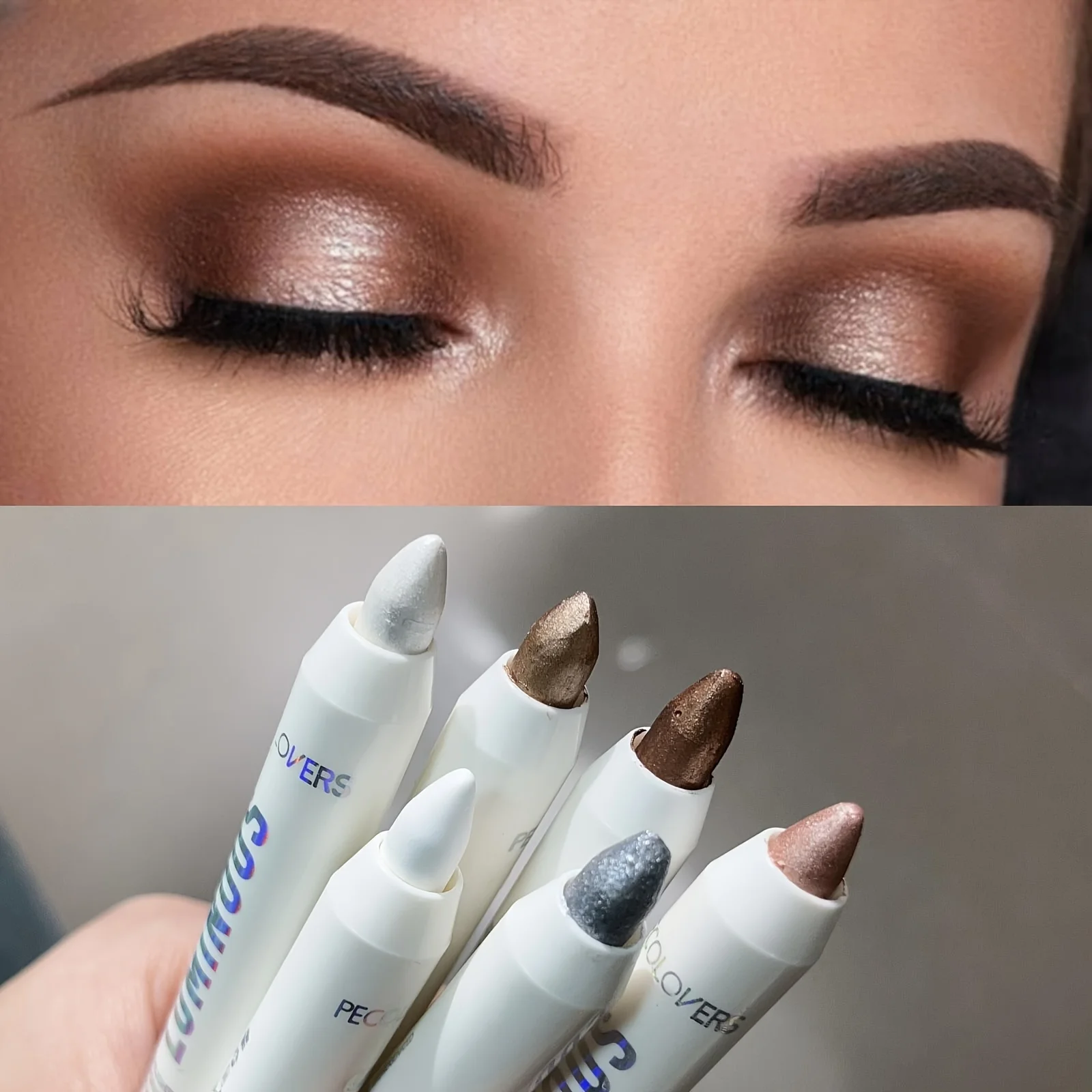 Langanhaltender Glitzer-Lidschattenstift – brauner Schimmer und mattes Finish – einfach anzubringender Textmarker für glamouröses Augen-Make-up