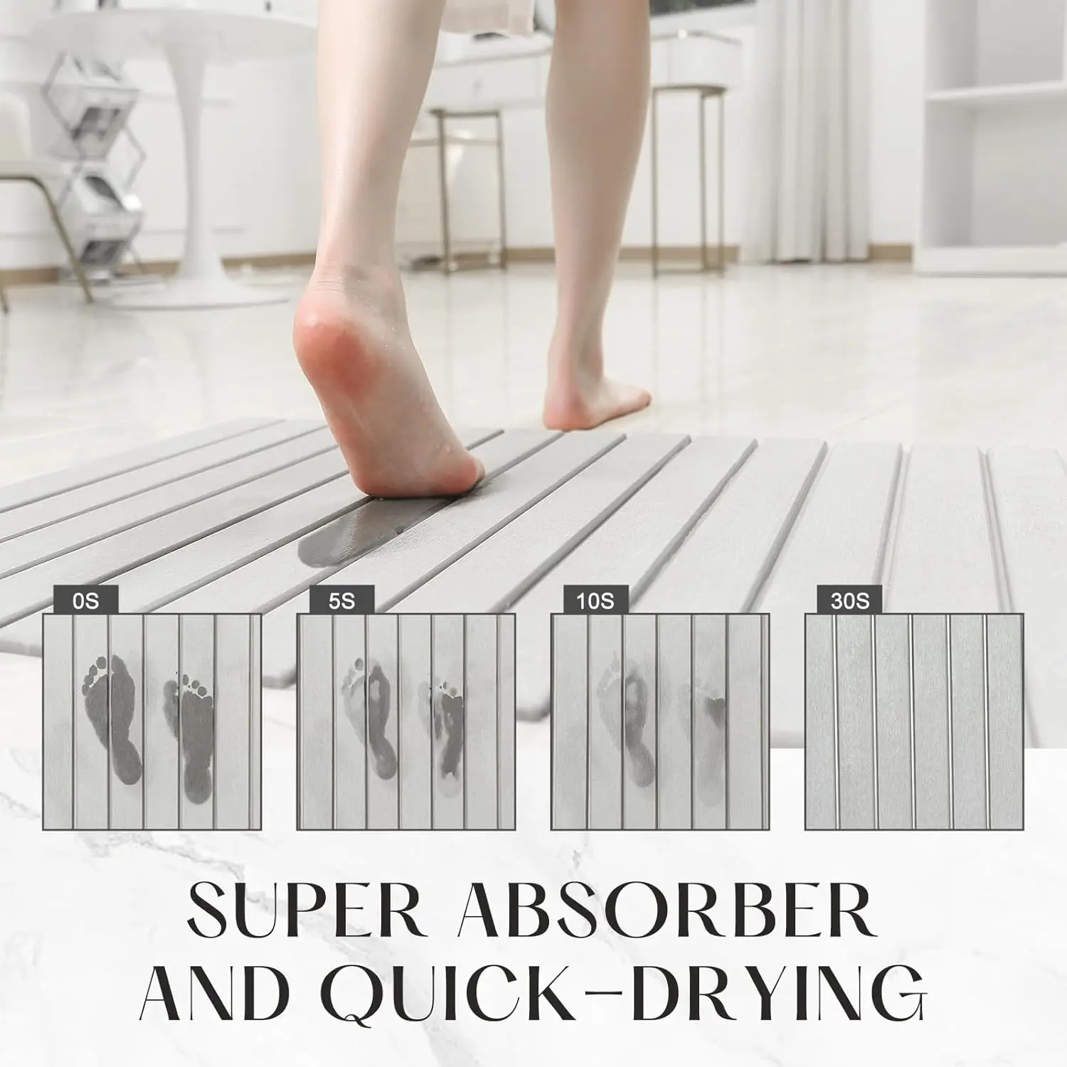 Extra Large Non-Slip Diatomite Bath Mat, 31x23.5 Inch Quick Dry Stone Mat for Bathroom Kitchen Pet