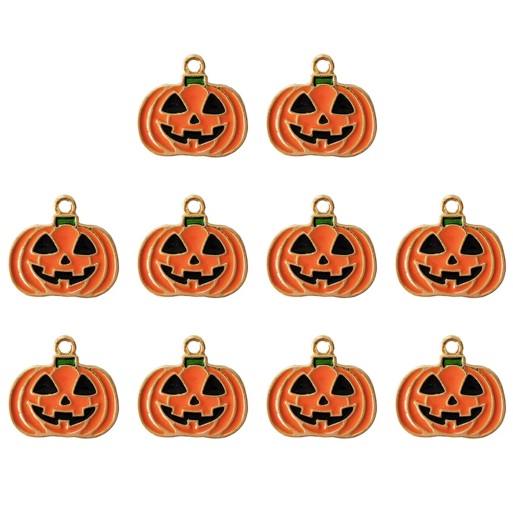 

10pcs Alloy Colorful Pumpkin Pendant Charms Fashion Clown Necklace Diy Jewelry Making Accessory Orange Unique Shape Durable