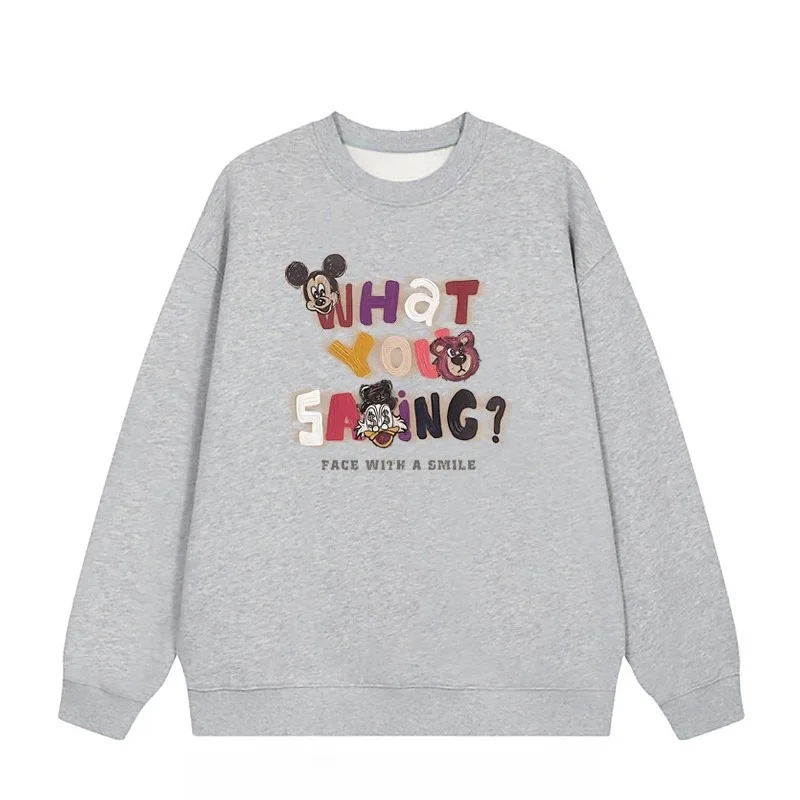 بلوفر بقلنسوة بحروف ميكي للسيدات لخريف وشتاء 2025 جديد بأكمام طويلة وفضفاض على طراز كسول