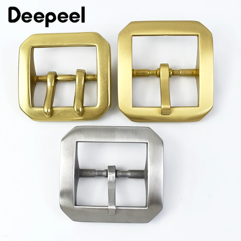 Deepeel 40mm Pure Brass Belt Buckles Men Pin Buckle Stainless Steel Belts Head DIY Leather Craft Accessory for 38-39mm Waistband