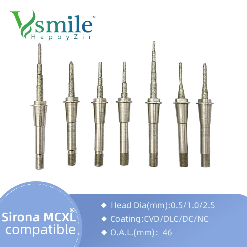 Sirona Cerec MCXL Milling Burs Suitable for CADCAM System for Milling Glass Ceramic,Step Bur 12S,Cylinder Pointed 12S