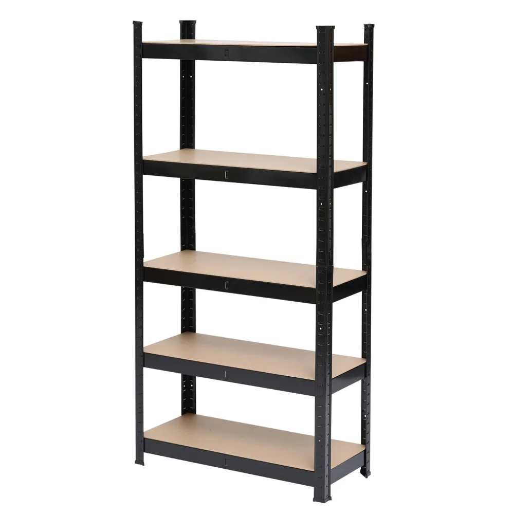 150 x 75 x 30cm 5 Tiers Powder Coated Storage Rack Black