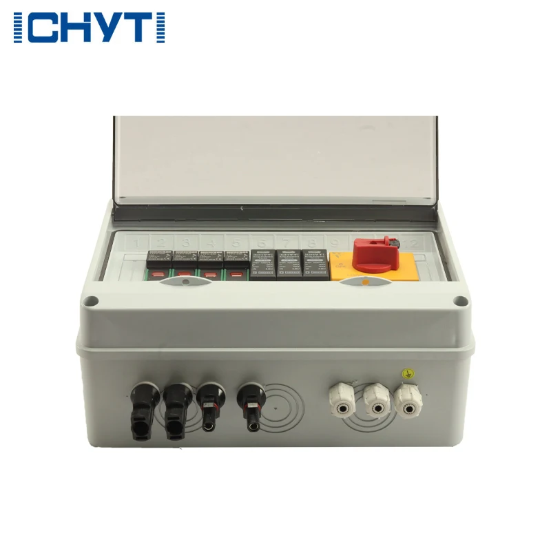 Waterproof Outdoor Surface Mounted 2-in-1-out 1000V IP65 Solar PV Surge Lightning Protection DC Distribution Box Combiner Box