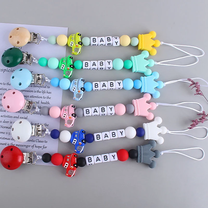 Baby Pacifier Clip Holder Name Personalized Custom Pacifier Chain for Newborn Infant Car Pacifier Teether Toys Baby Accessories