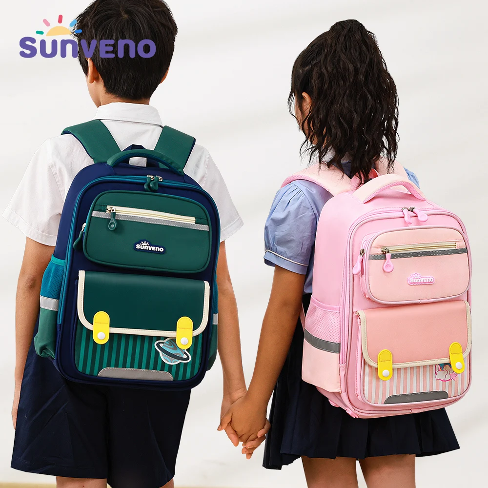 

Sunveno Lightweight Kids Backpack with Multiple Pockets, Reflective Safety Strips, Waterproof & Durable Design