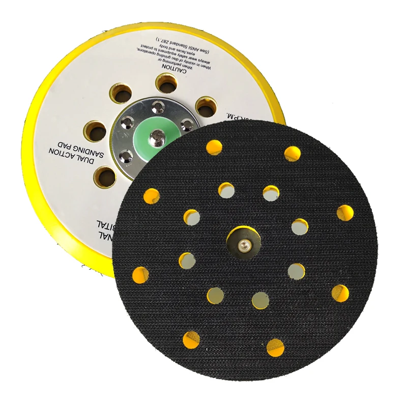 

6"; 17 Hole Air Polishing Sander Back Plate Brushed Hook-and-Loop Sanding Disc Pad 150mm M8 Screws