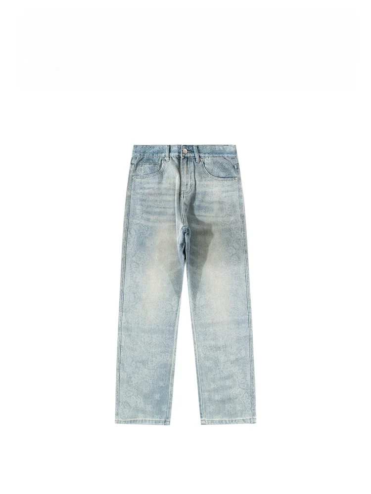 

Мужские джинсы BAIRBAOLIY: модные, прямые, с ретро-принтом, дышащие, удобные, из смесового хлопка