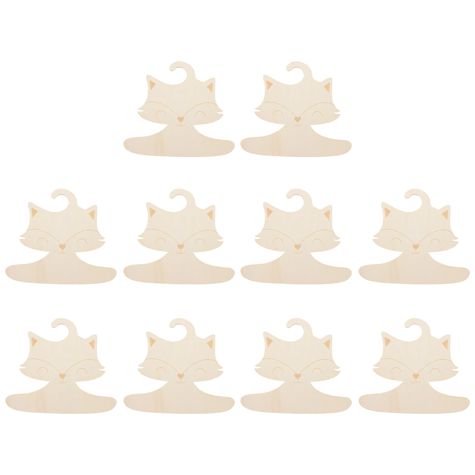 

10pcs Wooden Fox Hangers for Kids Baby Clothing Rack Cute Nursery Closet Infant Wardrobe Wooden Hangers