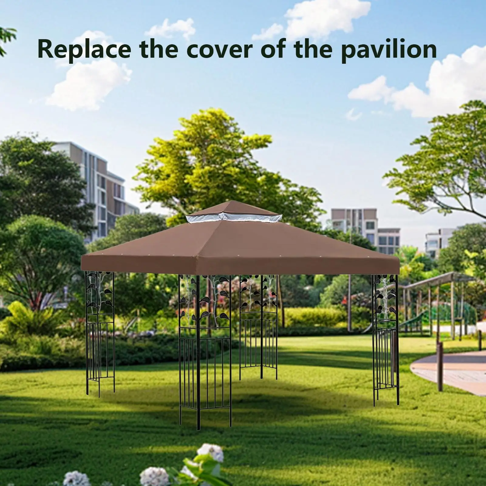 Gazebo Replacement Canopy 10x10ft Waterproof With Air Vent Outdoor Canopy Replacement Cover For Outdoor Patio Yard Garden Deck
