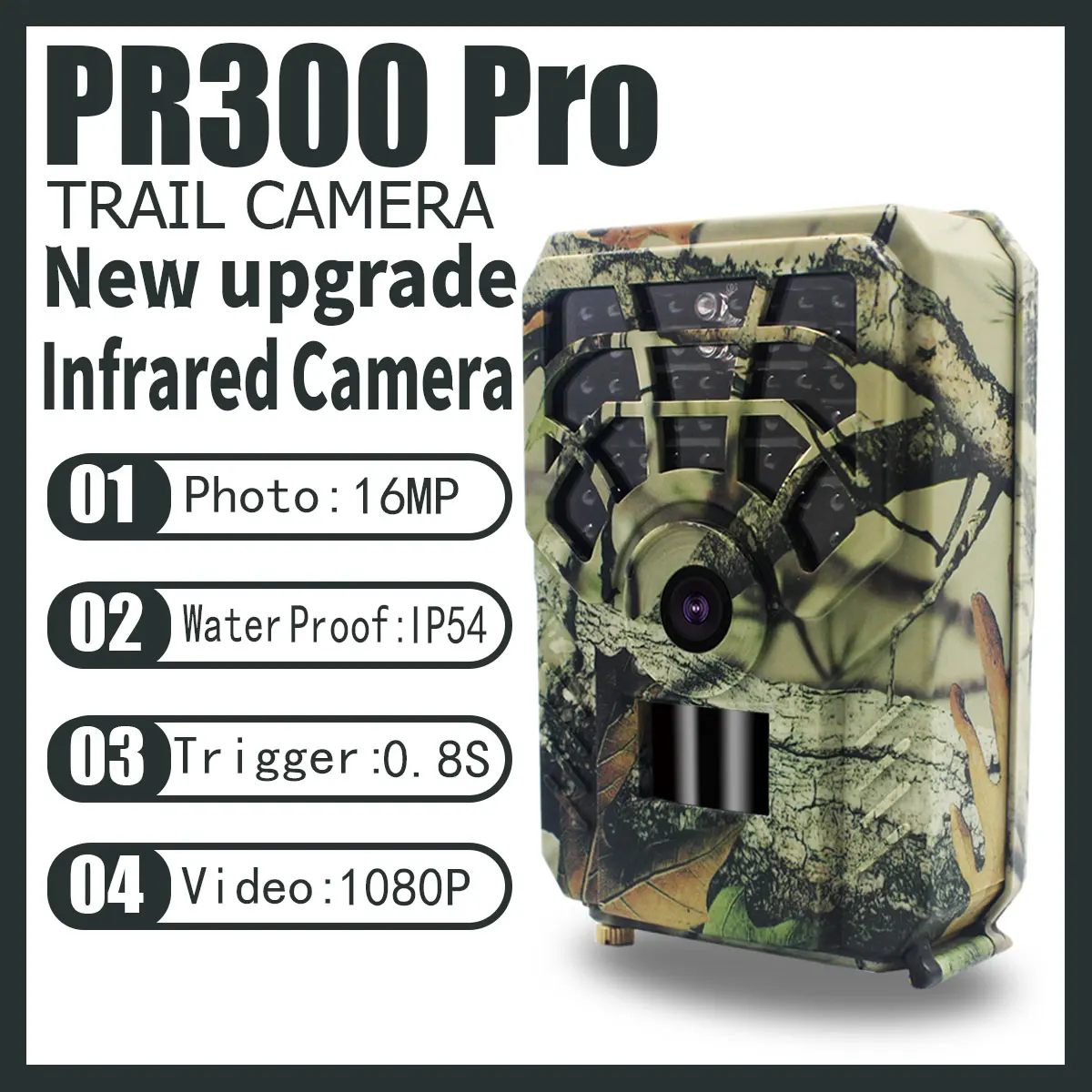 

Full HD 1080P Hunting Trail Camera PR300 Wild Life Hunter Hunting Animals Observation Video Recorder IR Lamp Max 15 Meters