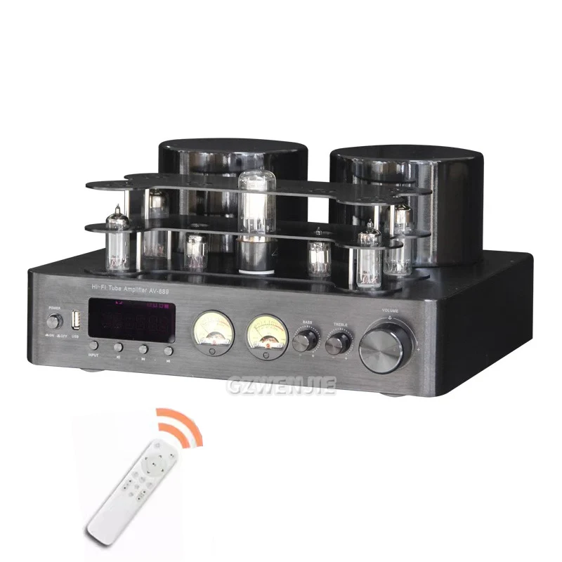 HiFi Hybird Stereo Valve Tube Amplifier Bluetooth 5.0 Audio Receiver COAX / OPT Power Amp USB Player Audio Processor