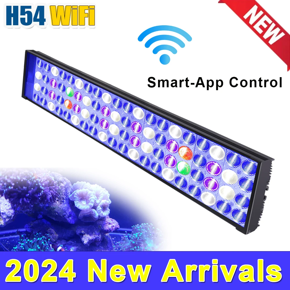 

PopBloom-H54 WiFi Aquarium Reef Light, Marine Coral Aquarium Lamp for 60CM Reef Grow Fish Tanks,Full Spectrum,App-Phone Control