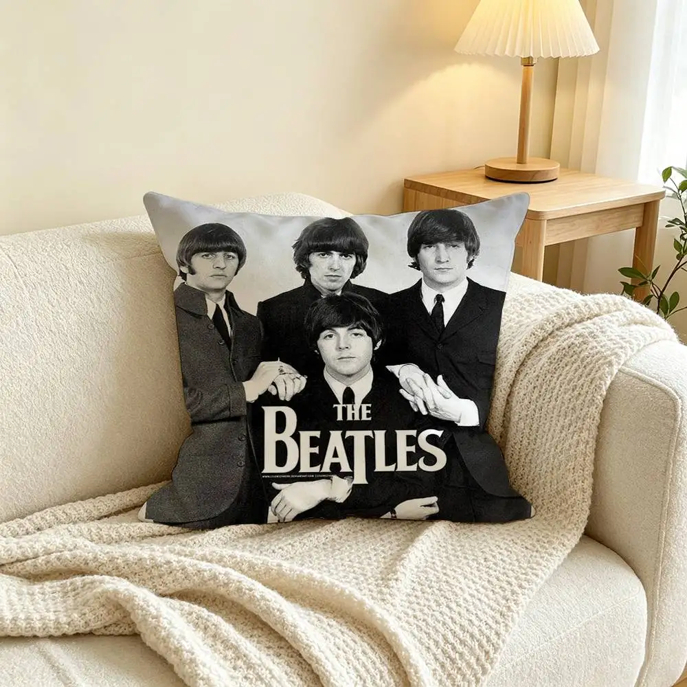 Vintage Popular Band The Beatles  Square Double-Sided printed Pillow Case Bedroom Bedside Pillow Sofa Cushion Cover