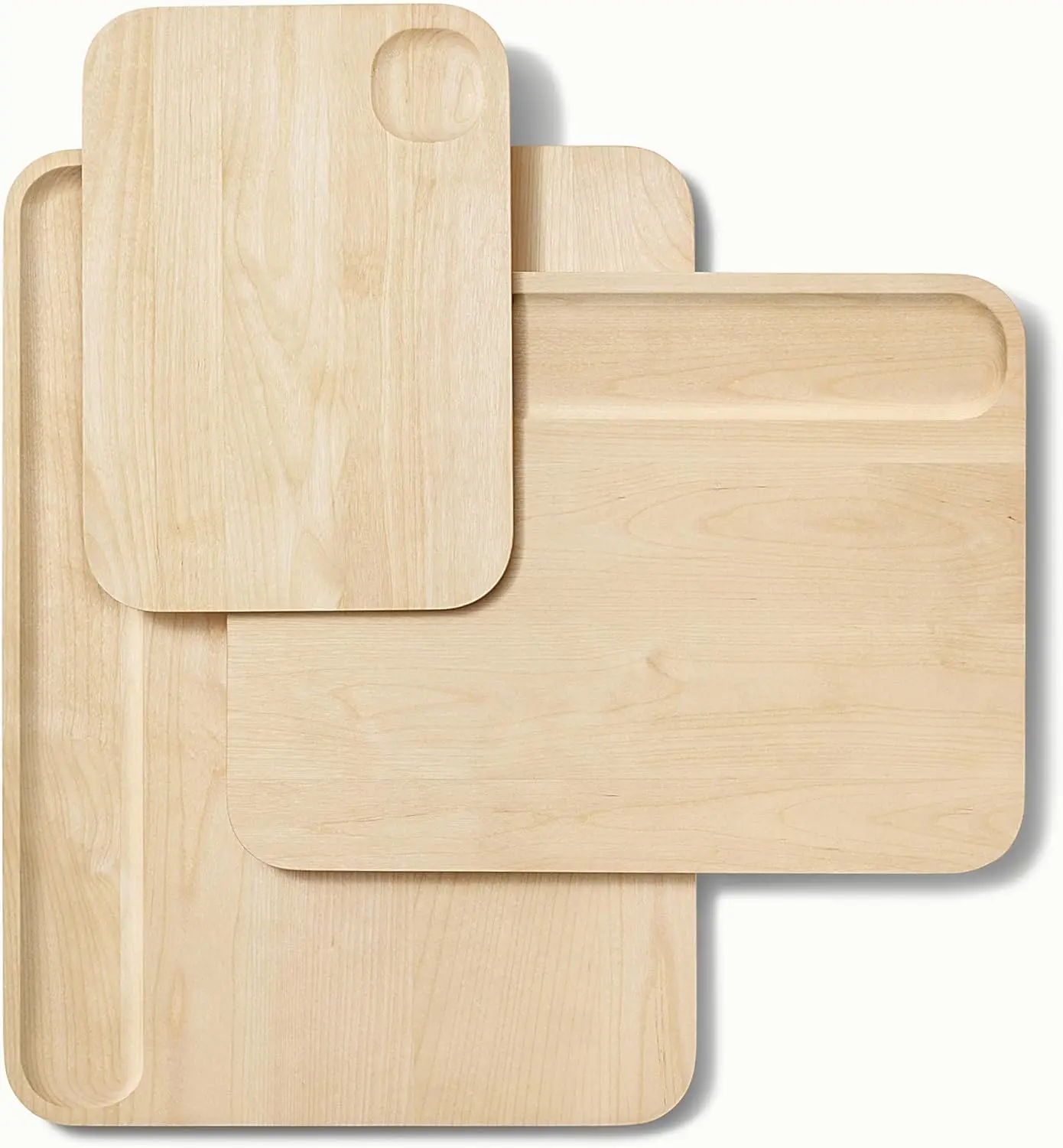 4-Piece Double Sided Wood Cutting Board Set - Made From FSC-Certified Birch Wood - Mineral Oil Wax Finish 3 Sizes  Small, Medium