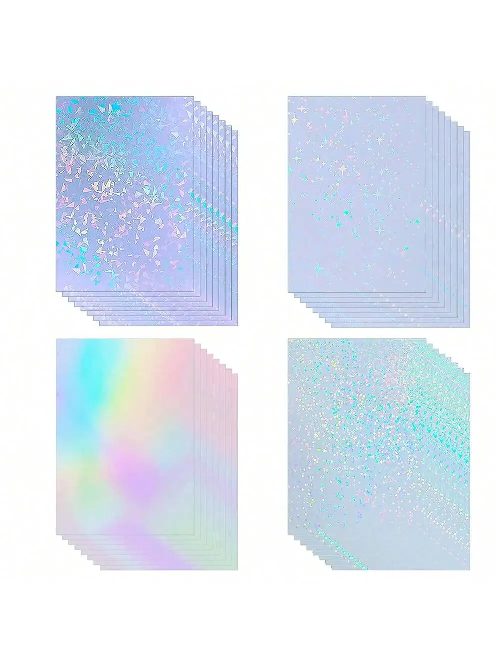 50pcs Holographic Sticker Paper 4.1 X 5.8 Inch Clear Vinyl Self-Adhesive Waterproof Transparent Cold Laminating Film for Crafts