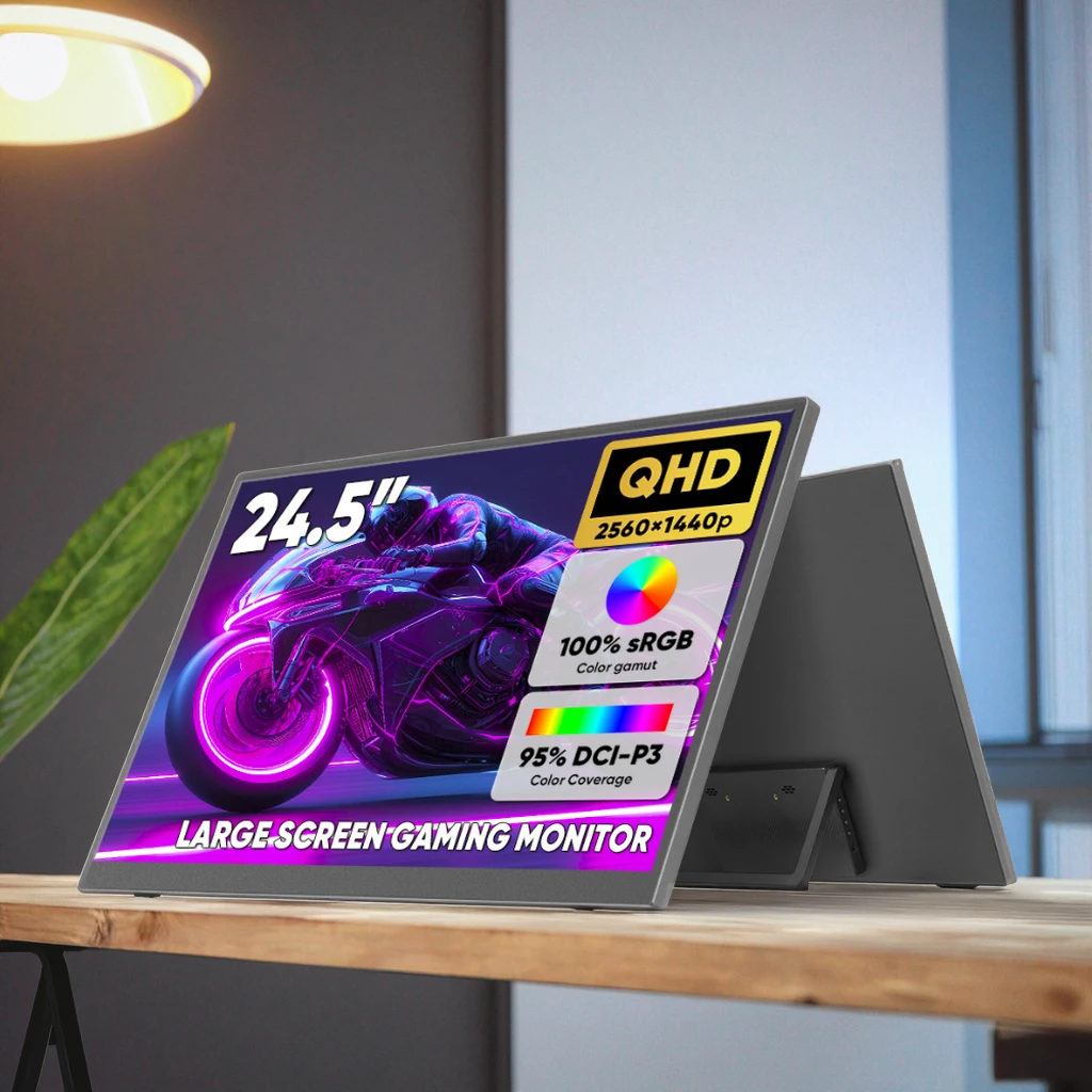 

Изготовленный на заказ 24,5-дюймовый портативный удлинитель ЖК-дисплея 165 Гц, двойной игровой монитор HDR для ноутбука с креплением VESA, встроенная подставка для ноутбука