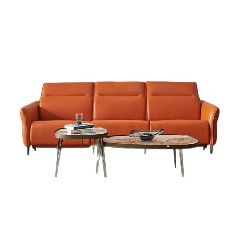Italian electric sofa living room straight row leather function smart seat
