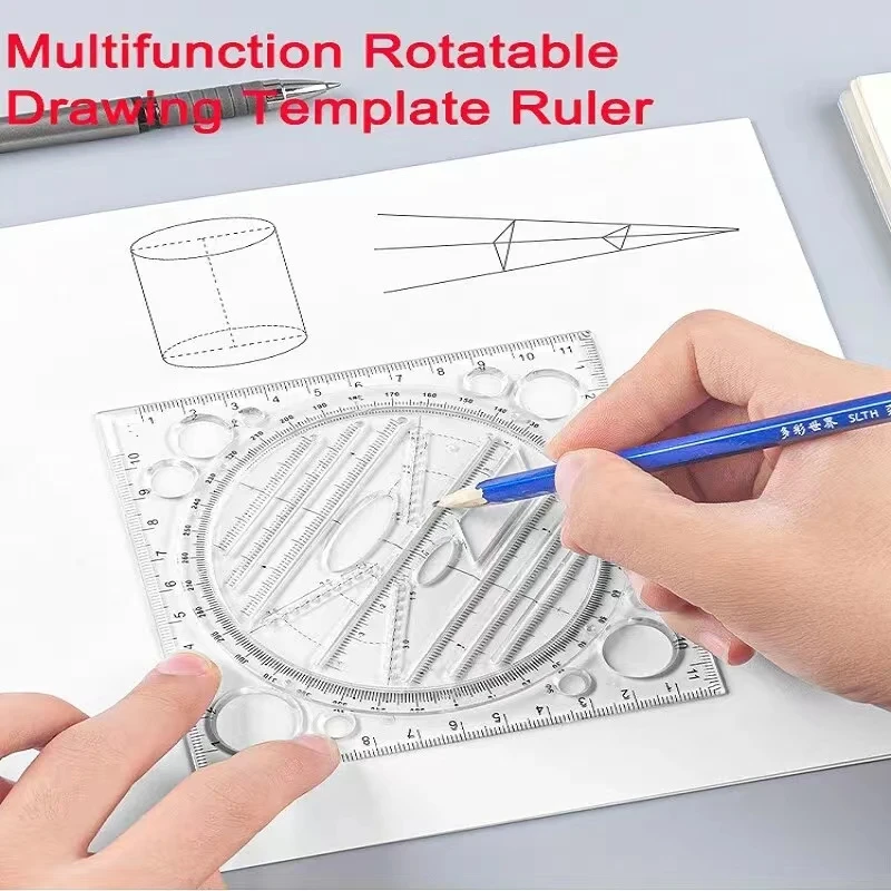 1pc Circle Template Ruler Drawing Rulers Angle And Circle Maker Art Design Construction Architect Stereo Geometry Measuring Tool