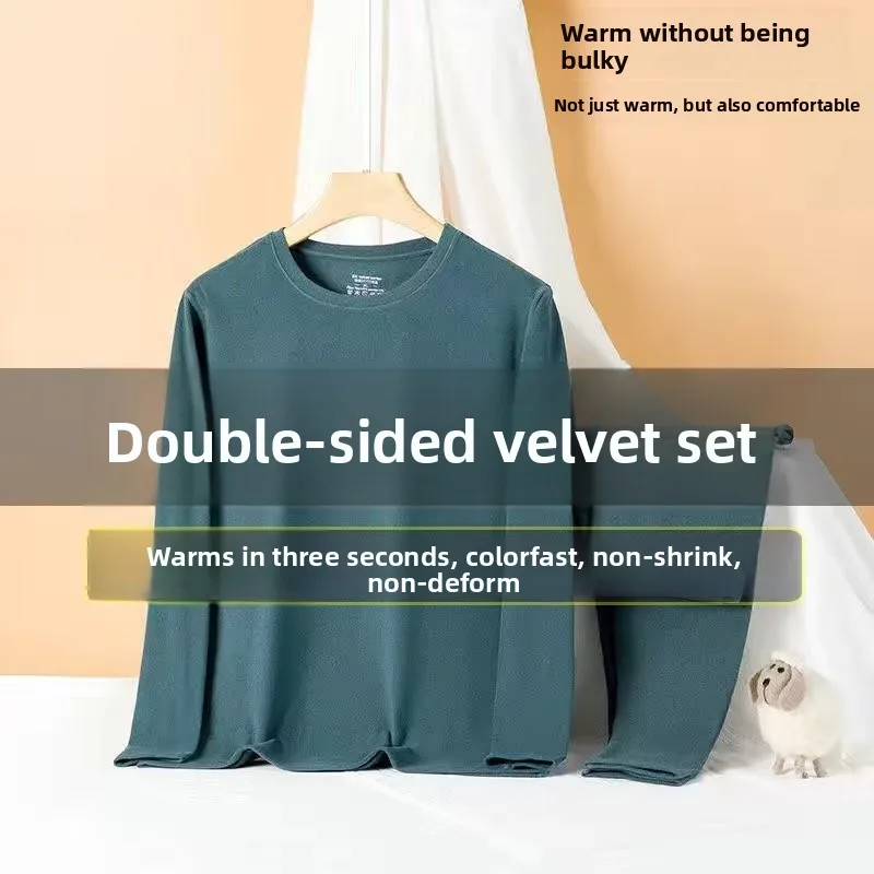 

Thiened Men's Thermal Underwear Set Autumn Winter Base Layer T-irt And Long Pants Long Sve Chinese Youth Brand