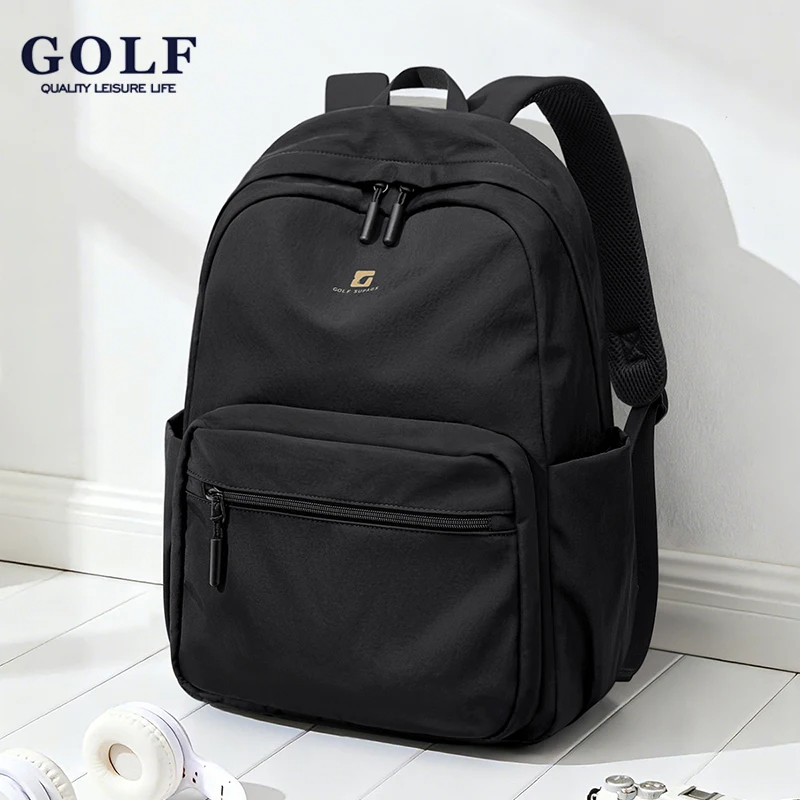 

GOLF QUALITY Women Casual Nylon Backpack Large Capacity School Bag with 15.6 Inch Laptop Compartment Solid Color Travel Backpack