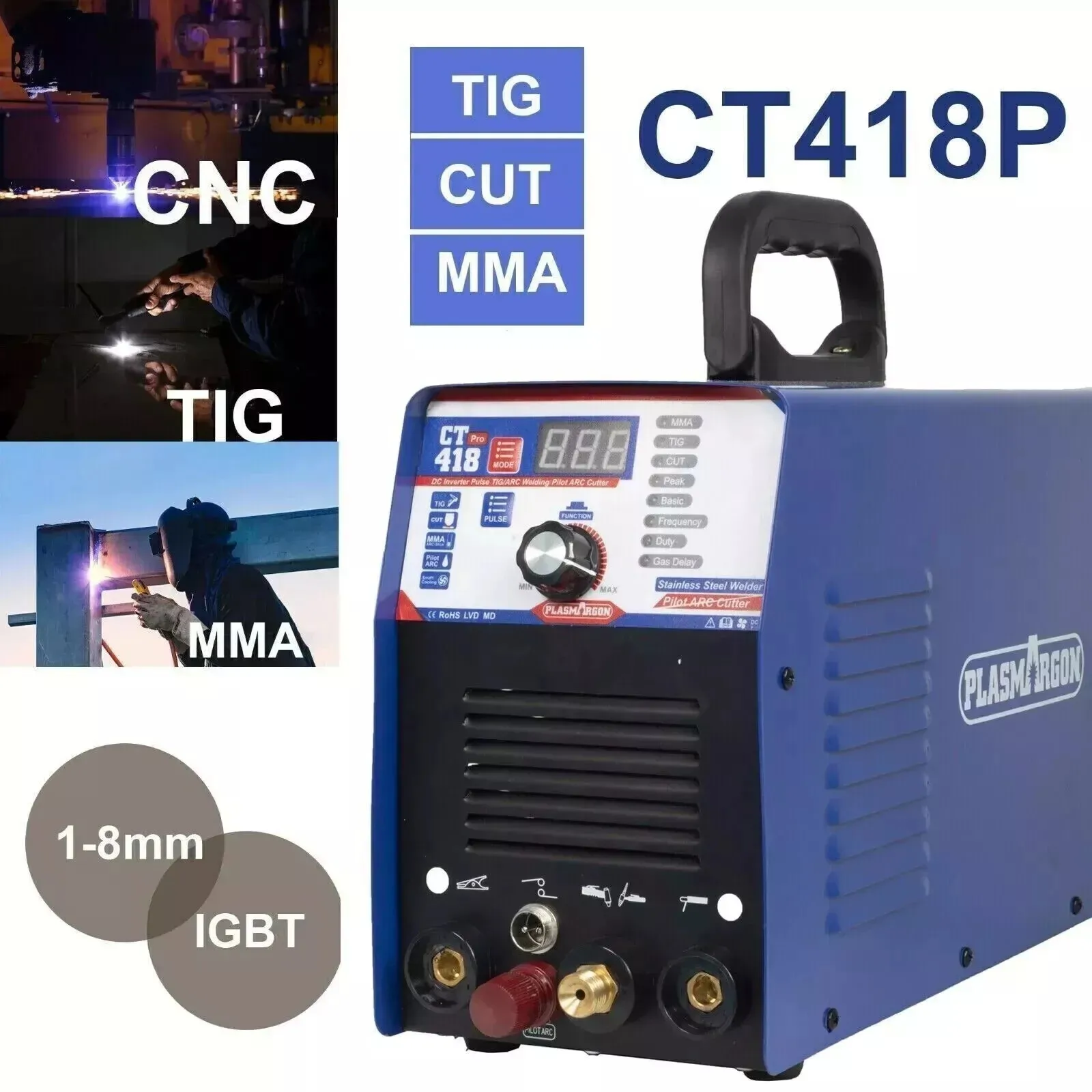 CT418P 3-in-1 IGBT Combo Plasma Cutter TIG Welder TIG/MMA Welder Machine