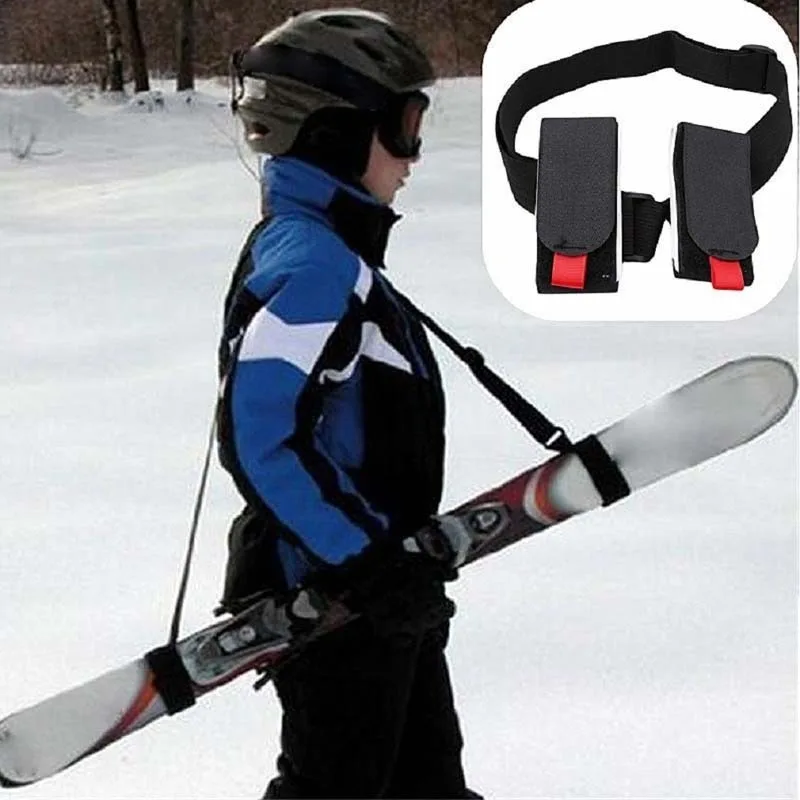 

Nylon Skiing Pole Shoulder Hand Carrier Lash Handle Straps Adjustable Buck Hook Loop Protecting Black Nylon Ski Handle Strap Bag