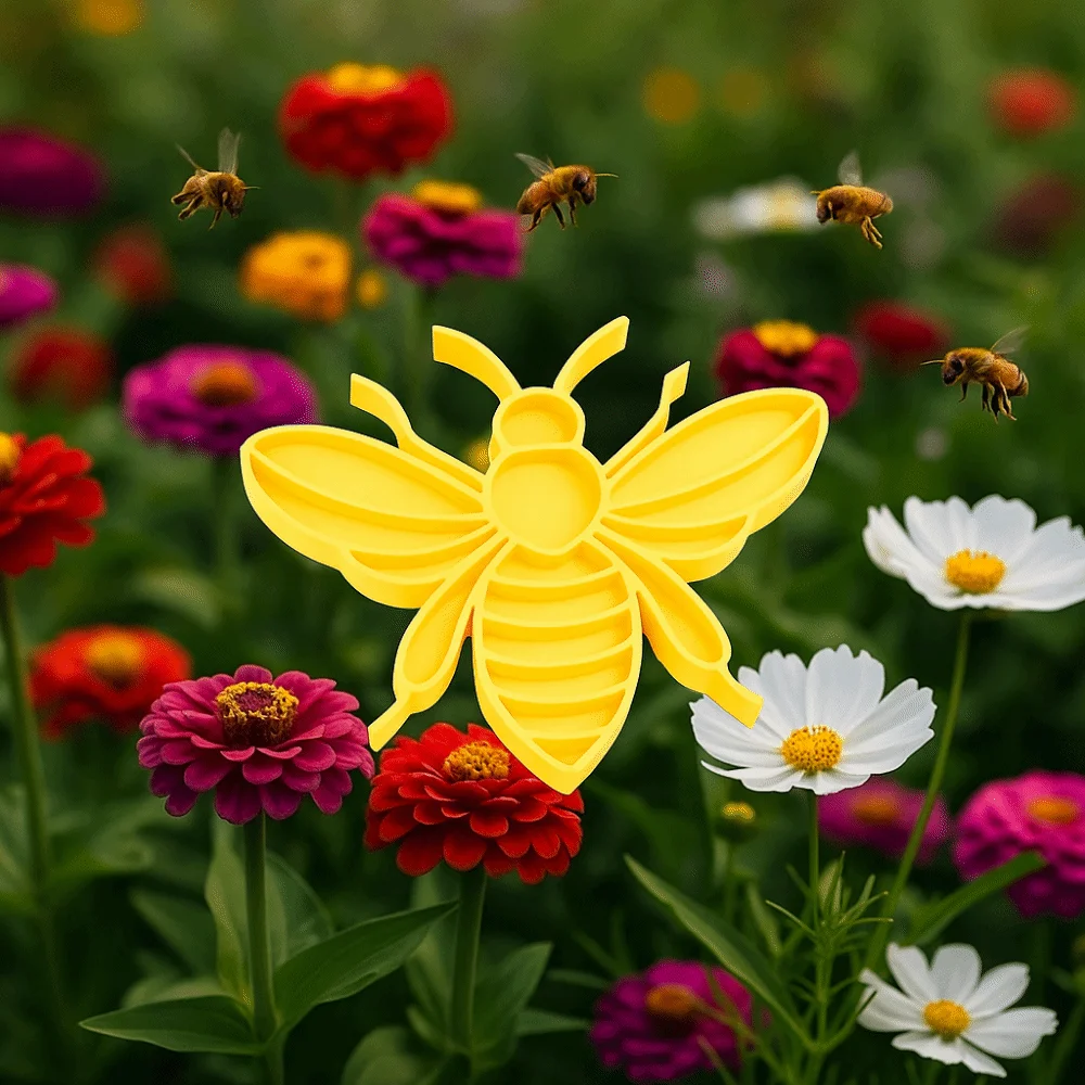 Creative Plastic Insect Waterer Decorative Bee/Beetle Shape Insect Water Station with Stick Insect Drinking Cup Outdoor