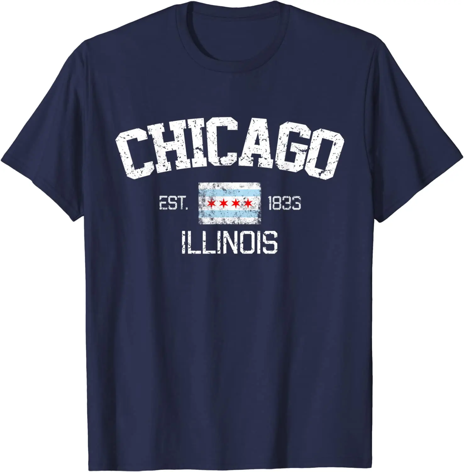 Vintage Chicago Illinois Est. 1833 Men Women T-Shirt Oversized T Shirt Casual Cotton Daily Four Seasons Tees Streetwear Short