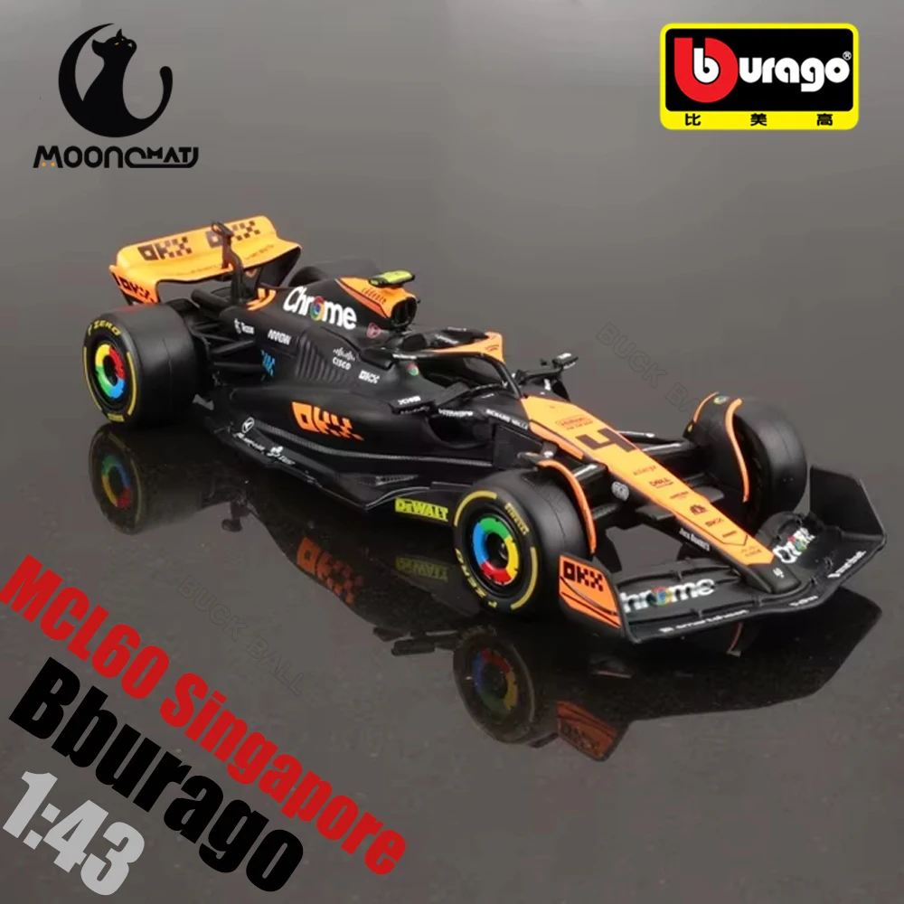 Bburago 1:43 MCL60 Singapore MCL60 Monaco Grand Prix Mclaren 4# Lando Norris 81# Oscar Piastri Alloy Miniature Diecast Model Toy