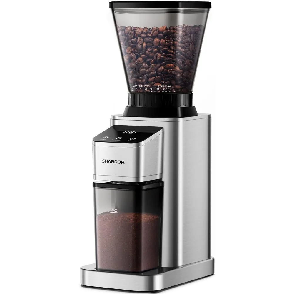 

Professional Conical Burr Coffee Grinder with 48 Settings, Anti-Static Tech, Timer for Espresso to French Press