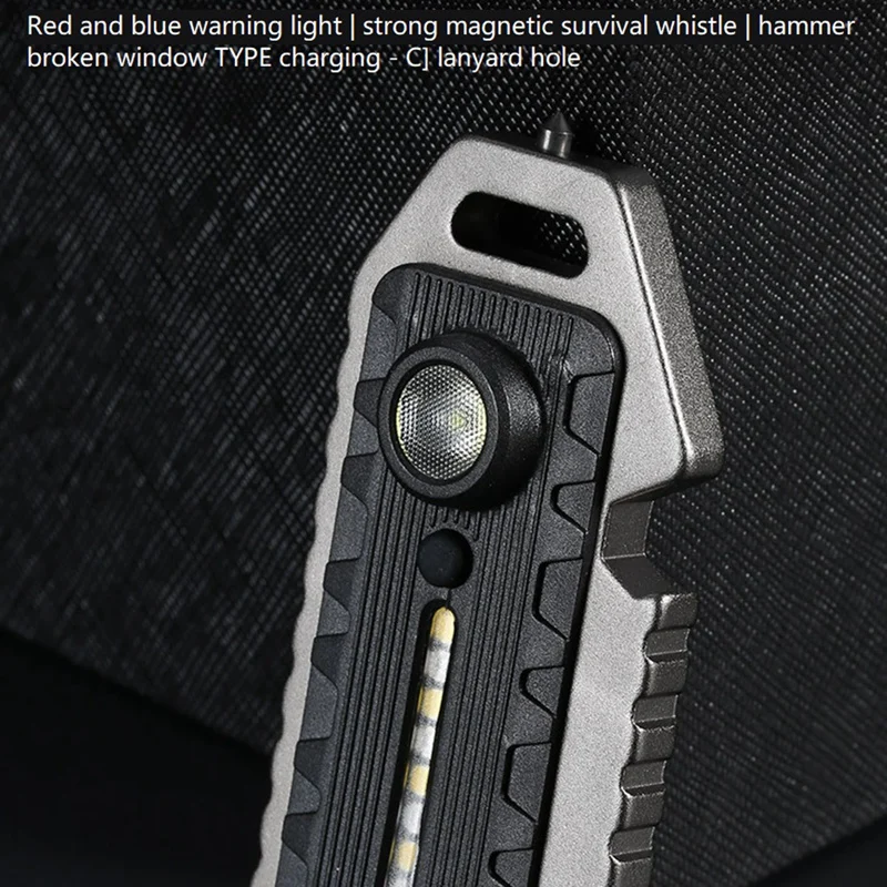 1 قطعة USB C قابلة للشحن وامض السلامة الجدة الإضاءة المفاتيح مصباح يدوي تحذير ضوء D