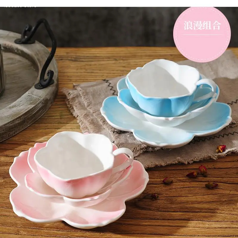 

European Luxury Ceramic Coffee Cup Dish Set Family Romantic Afternoon Tea English Cherry 3 Piece